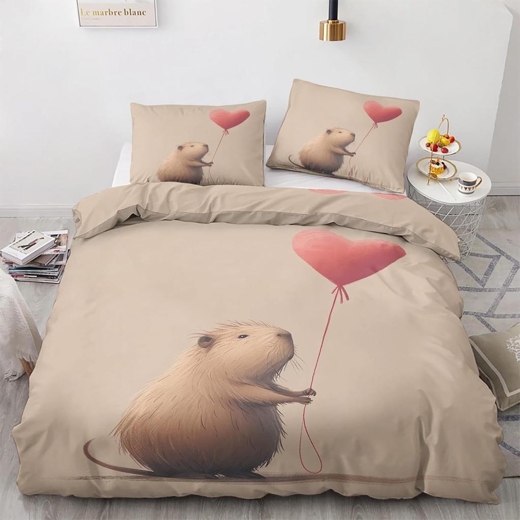 2-3 Cartoon Duvet Cover Cute Capybara Pillowcase Bedding Set Adult Boy Girl Bedroom Decoration Single Double Large Size