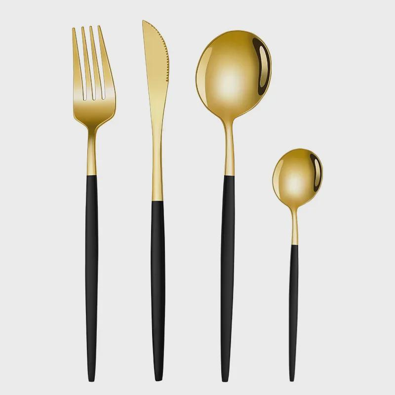 Португальский набор столовых приборов: Нож, вилка, ложка из нержавеющей стали - подарочная коробка для стейков в стиле вестерн из 4 предметов