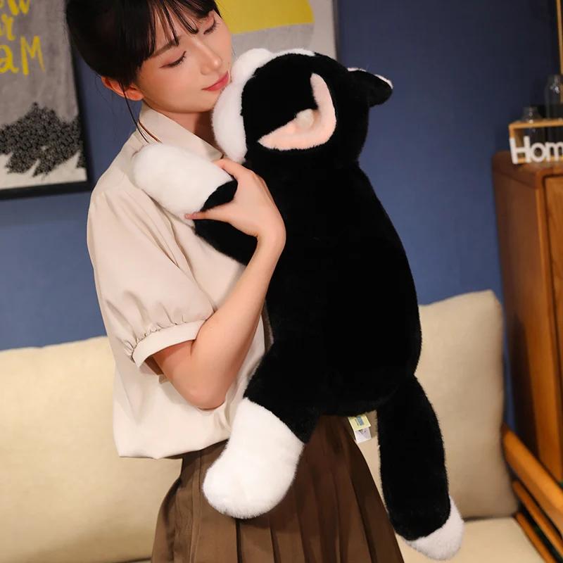 30-65 см имитация кошки кукла плюшевая игрушка мягкая плюшевая игрушка животное белый серый котенок подушка дети девочки подарок на день рождения игрушки для домашних животных деко