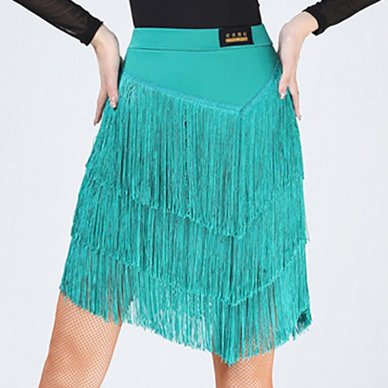 Женская юбка для латинских танцев, цельная юбка для бальных танцев, румба, самба, танцевальная одежда с кисточками для взрослых, женский тренировочный костюм чача