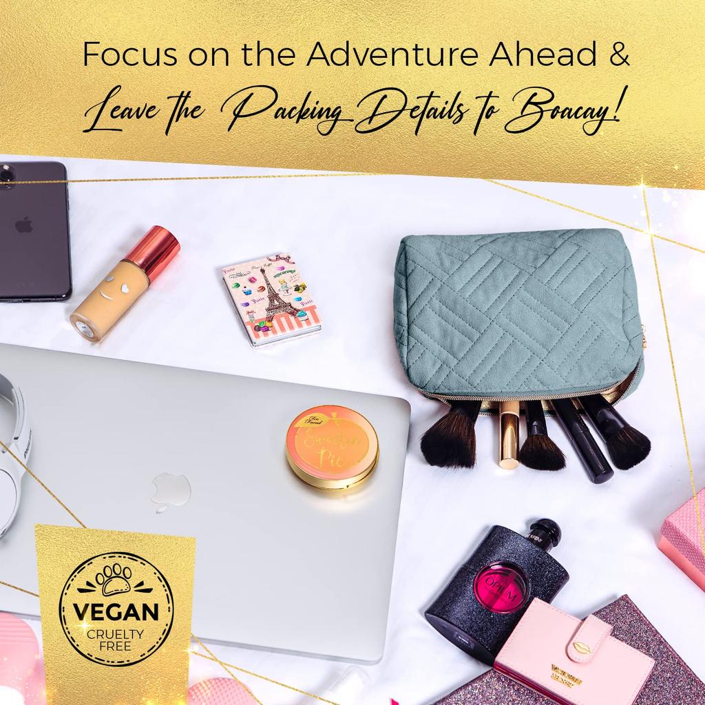 BOACAY Small Makeup Travel Cosmetic Pouch for Women and Zippered Toiletry Organizer for Cute Mini Case for Accessories and Brushes Bag, Kids, Purse,