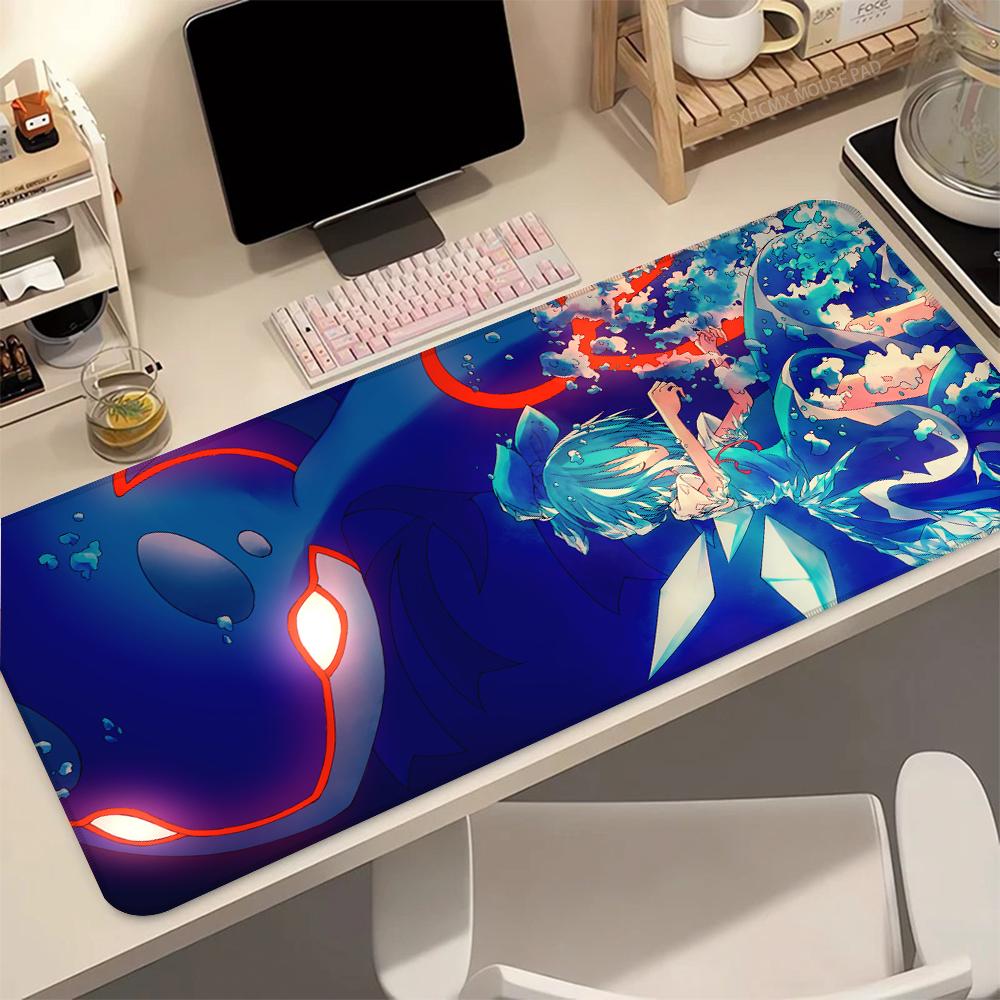 PPokemon Kyogre Gaming Mouse Pad XL Large Extended Mousepad AntiSlip Rubber Base Stitched Edges HD Print for PC Gamer Desk Mat
