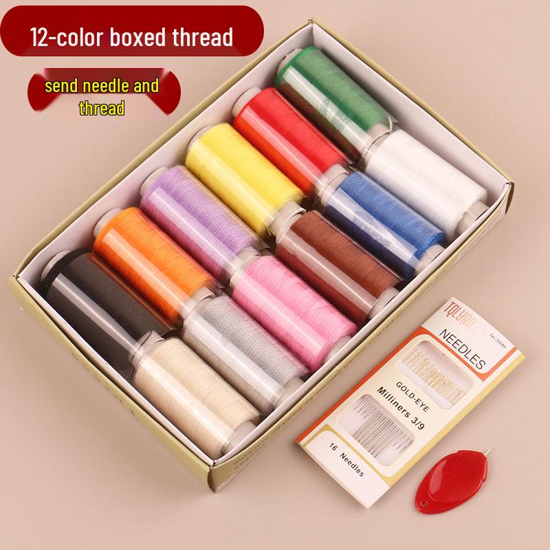 39-Color Sewing Thread Set with Needles – Hand Mending Spools in Black, White & More