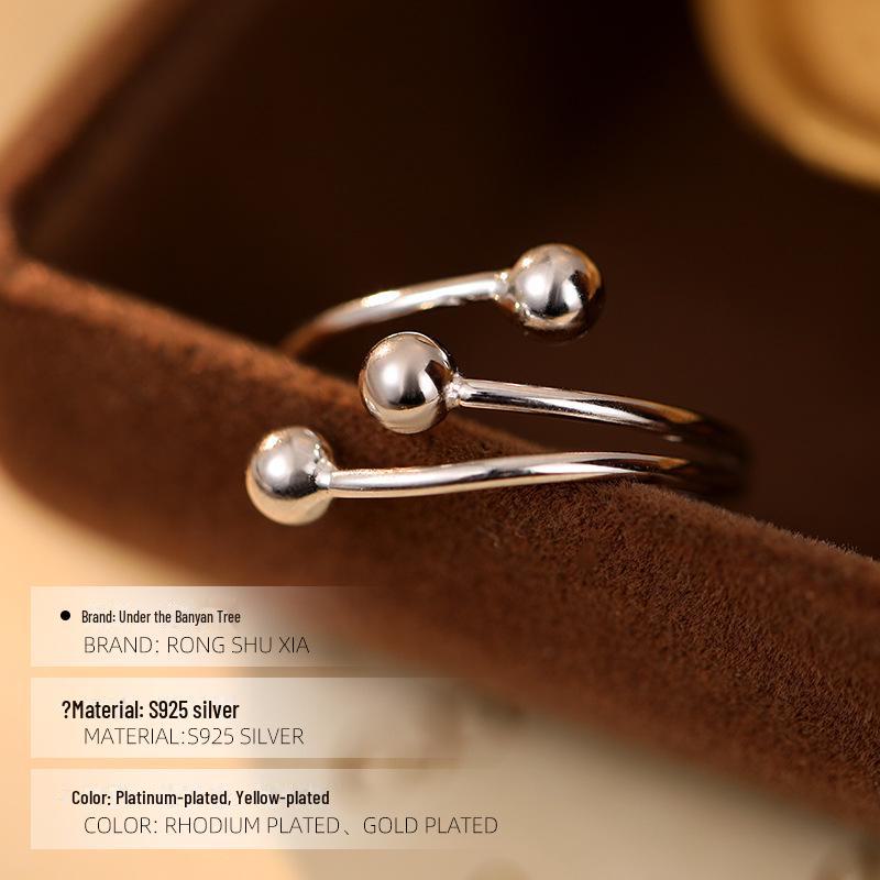 Кольцо Banyan Tree Silver Beads Adjustable Ring - Женские украшения для указательного пальца в холодном стиле