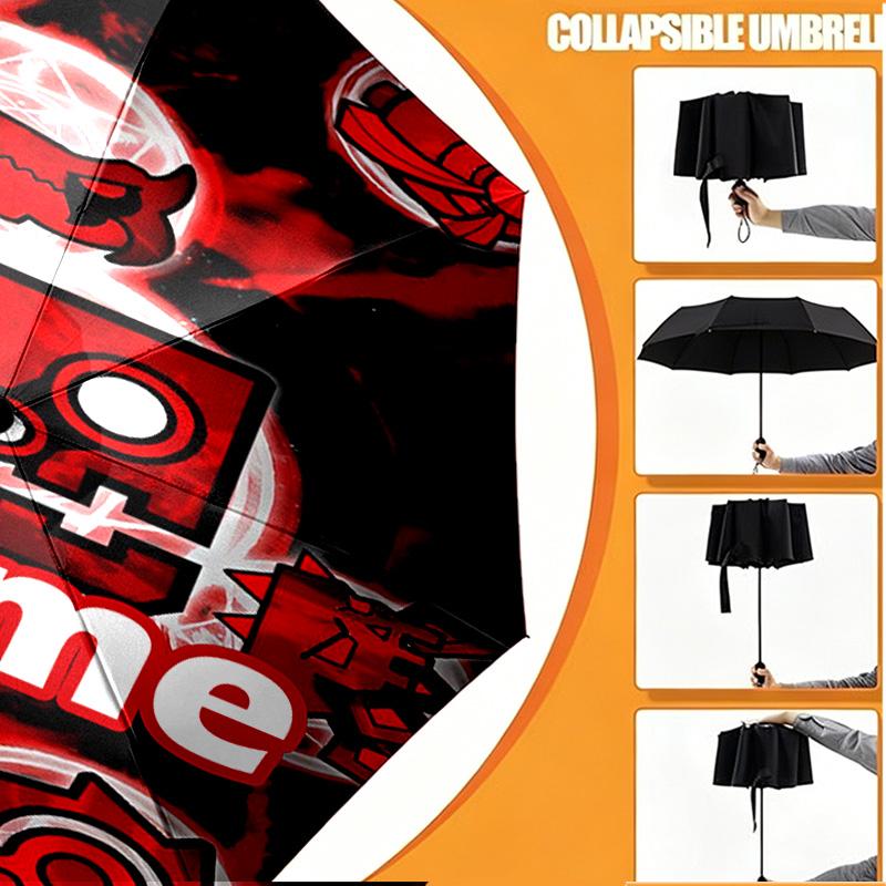 Custom Name Personalized Geometry Dash Print Umbrella, Auto Open Close, 8‑Rib Sturdy Frame, Commute Camping Hiking Use, Birthday Gift