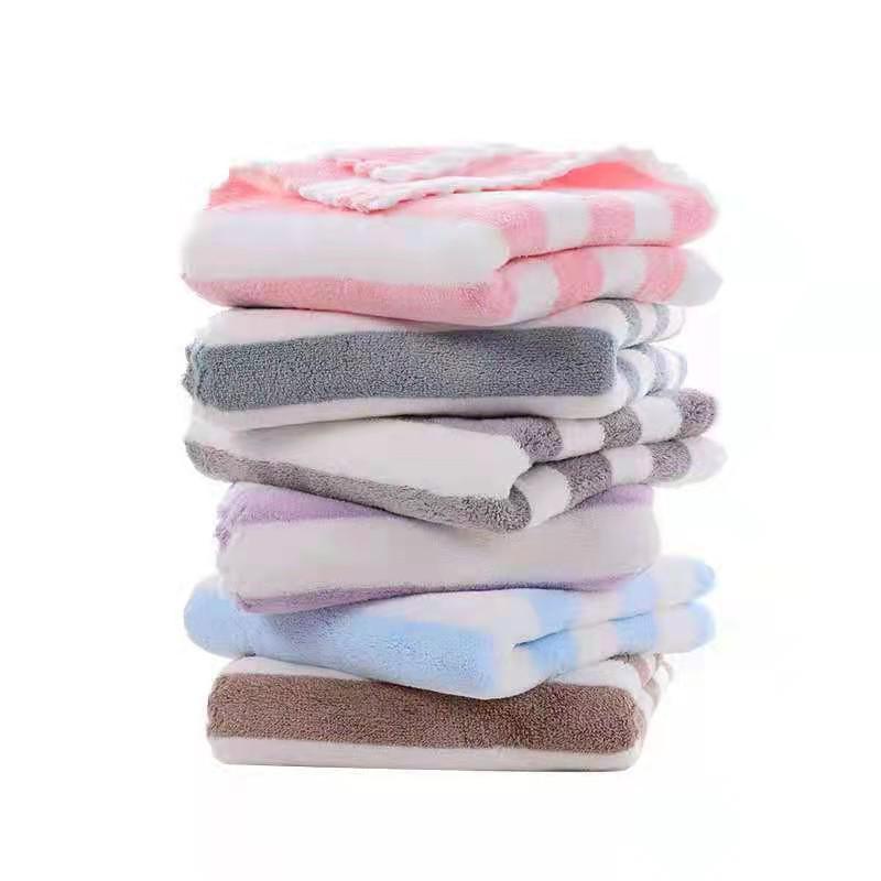 Coral Fleece Striped Soft Absorbent Face Towel