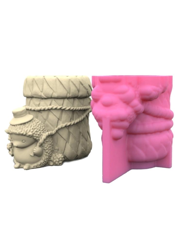 3D Brush Silicone Soap Molds Candle Molds Cute Hedgehog Clay Mould Cake Decorating Silicone Pen Holder Mold