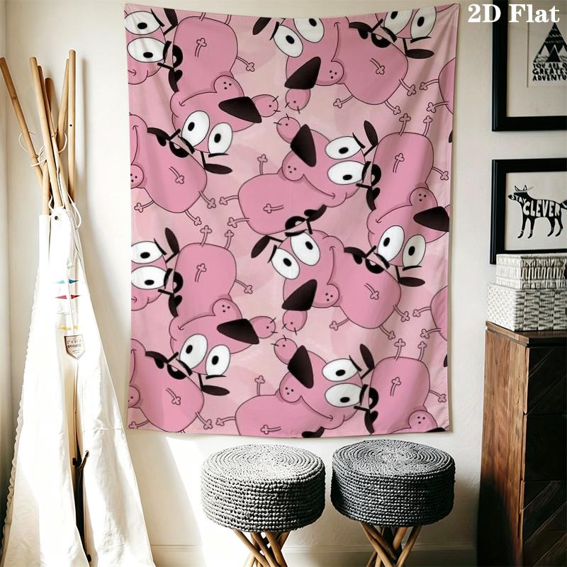 Courage Dog Wall Tapestry Aesthetic Wall Hanging Printed Fabric Blanket Decorative Tapestries for Bedroom Living Room Home Decor
