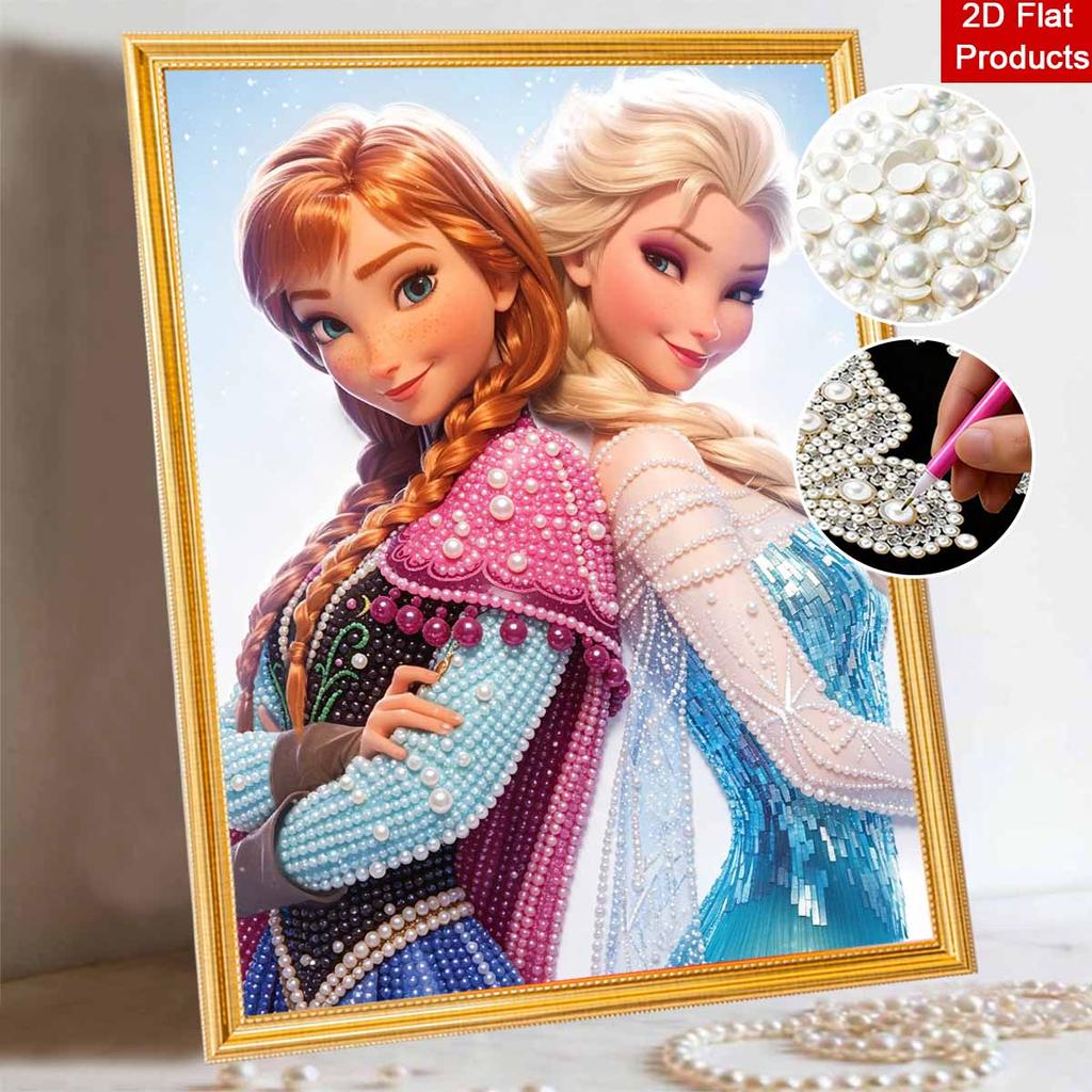 Disney Жемчужная живопись Анна и Эльза Жемчужная арт-живопись Набор для жемчужной живописи Набор жемчужной арт-живописи Подарок для начинающих взрослых Творческий декор для стен дома