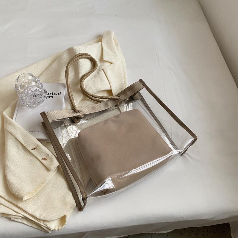 Прозрачная большая сумка из ПВХ для женщин, сумка через плечо большой емкости