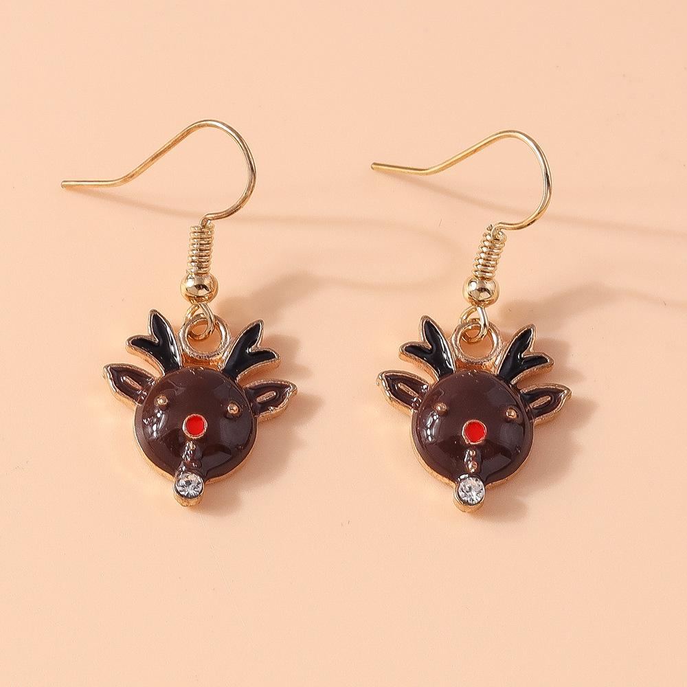 Рождественские серьги-снежинки с лосем и Сантой с характером