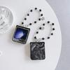 Wrist Strap PU Leather Bead Phone Case for Samsung Galaxy Z Flip 6 5 4 3 5G Hinge Protection Shockproof Cover