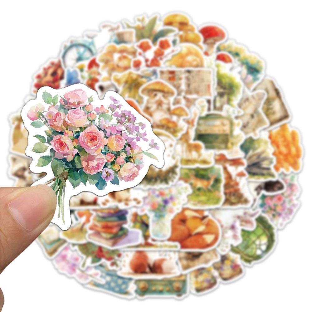 50 наклеек «Приключения в сказочном лесу»: Мультяшные животные, грибы - Водонепроницаемые чехлы для телефонов своими руками, бутылки с водой, ноутбуки