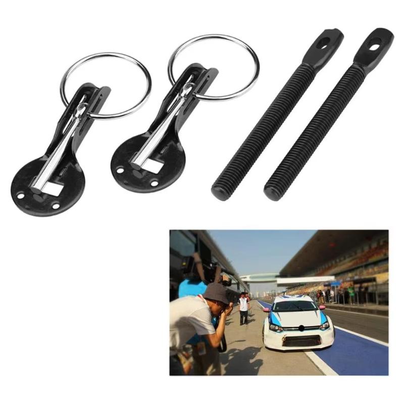 2Pcs Universal Engine Hood Lock Racing Aluminum Alloy Bonnet Hood Pin Kit Down Hood Lock Pins Quick Release Bonnet Pins Parts