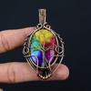 Древо жизни Радужный солнечный кварц драгоценный камень медная проволока обертывание ручной работы кулон ювелирные изделия подарок для женщины