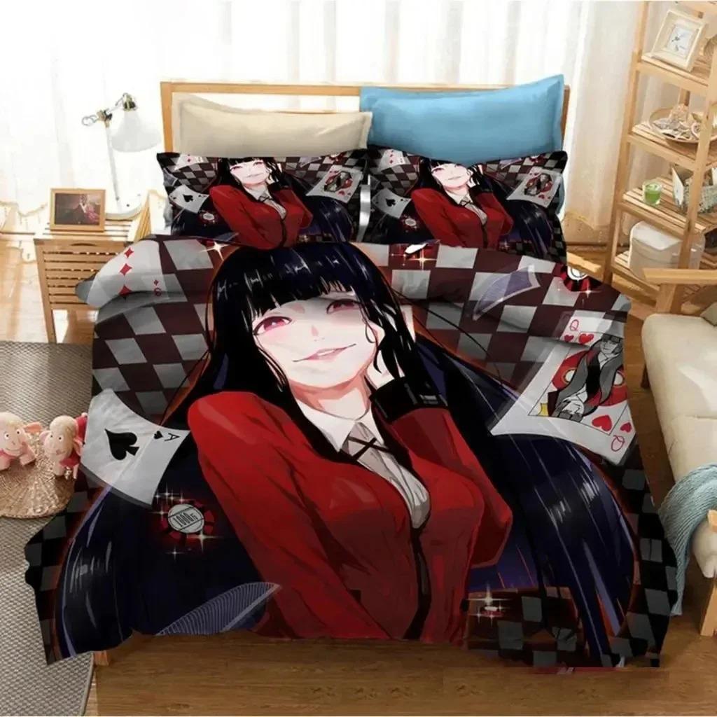 Аниме Kakegurui Юмеко Джабами Комплект постельного белья Спальня Мягкое Современное Покрывала Удобное Мягкое Пододеяльник Удобный Пододеяльник И Наволочка