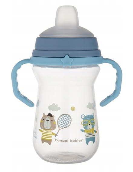 CANPOL 56/613 Cup with silicone spout FirstCup 250ml BONJOUR blue