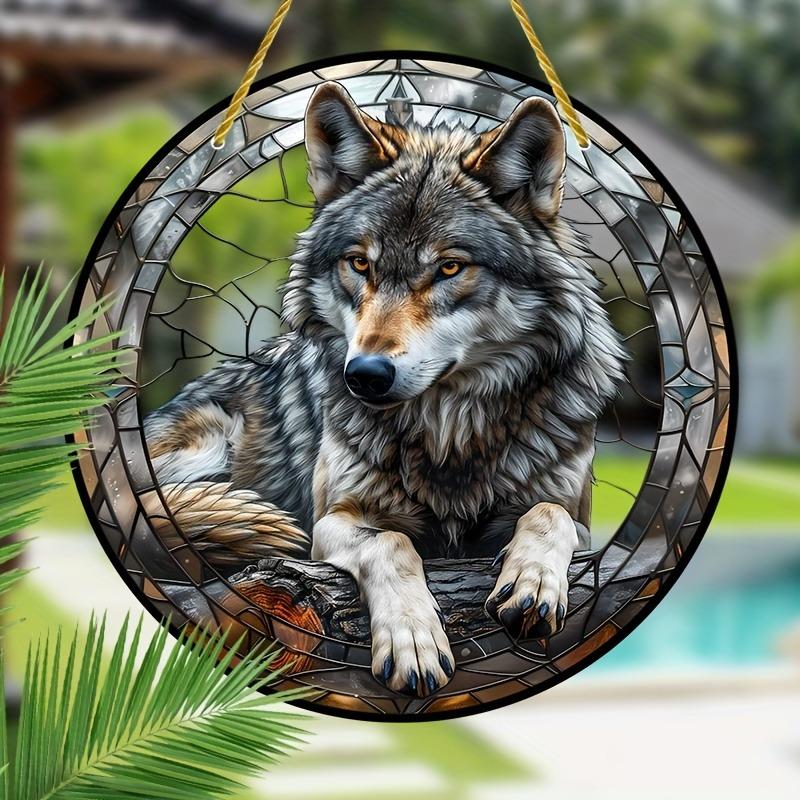 Акриловый ловец серии Wolf King 8 "(20см)Подвеска на окно из витражного стекла, подходит для наружных и внутренних стен, гостиной, спальни, веранды, сада KTY