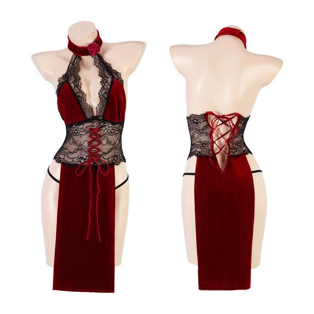 Экзотическое Новое Сексуальное Кружевное Прозрачное Нижнее Белье с Завышенной Талией и Разрезом, Комплект Униформы Чирлидерши с Розовым Принтом