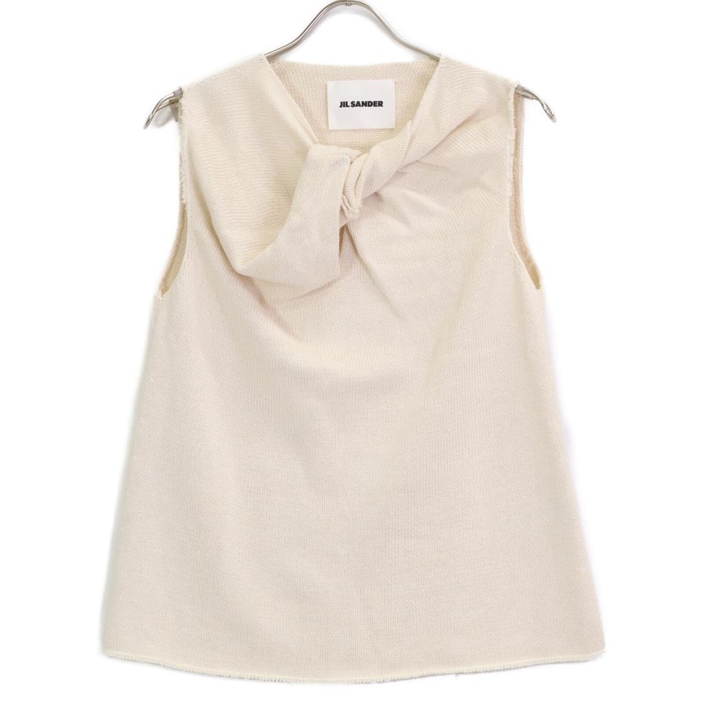 JIL SANDER JSWS751308 White Knit Sleeveless Top tops 34 whiteUsed