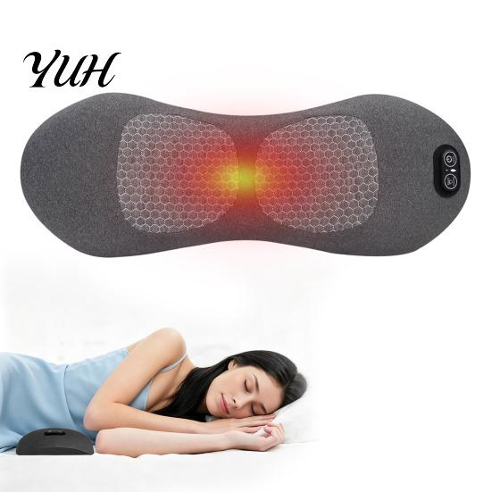 Electric Back Massager Pad Lumbar Support Pillow, 3-in-1 Rechargeable Memory Foam Bed Cushion with Vibration And Heat, Portable Travel Massage Pillow