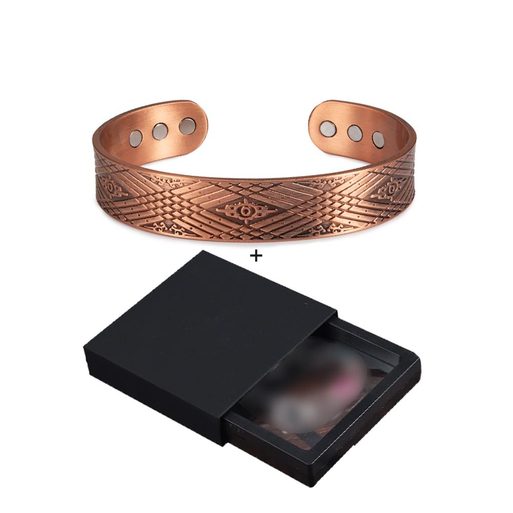 Магнитный браслет Ikuinen из чистой меди, регулируемый браслет-манжета шириной 15 мм и браслет для мужчин, браслет для магнитной терапии, мужской