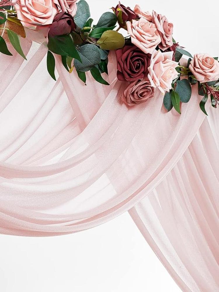 77x600cm Wedding Arch Draping Fabric Chiffon Fabric Drapes Arbor Drapery Wedding Ceremony Reception Swag Decorations