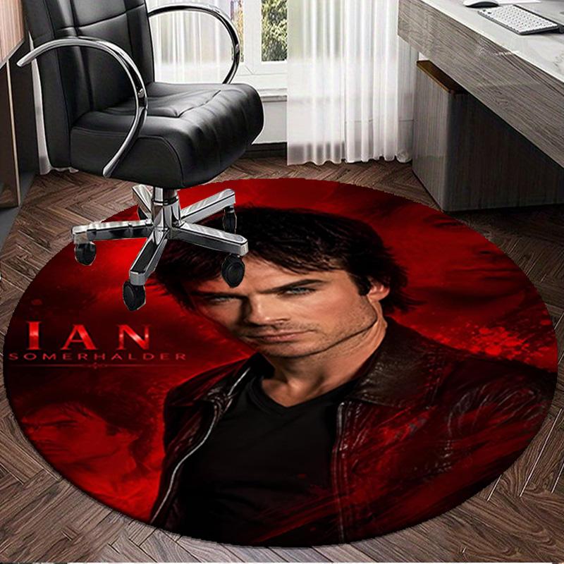 1PC Damon Salvatore Romance Round Rug, Non-slip Chair Mat, Home Decor, Circle Carpet Perfect for Office, Bedroom, Living Room,Christmas gift