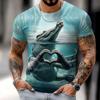 Men's Crocodile Funny Short Sleeve T-Shirt 3D Print Crew Neck Shirt Exaggerated Designer Party Holiday Blue Summer Spring Clothing