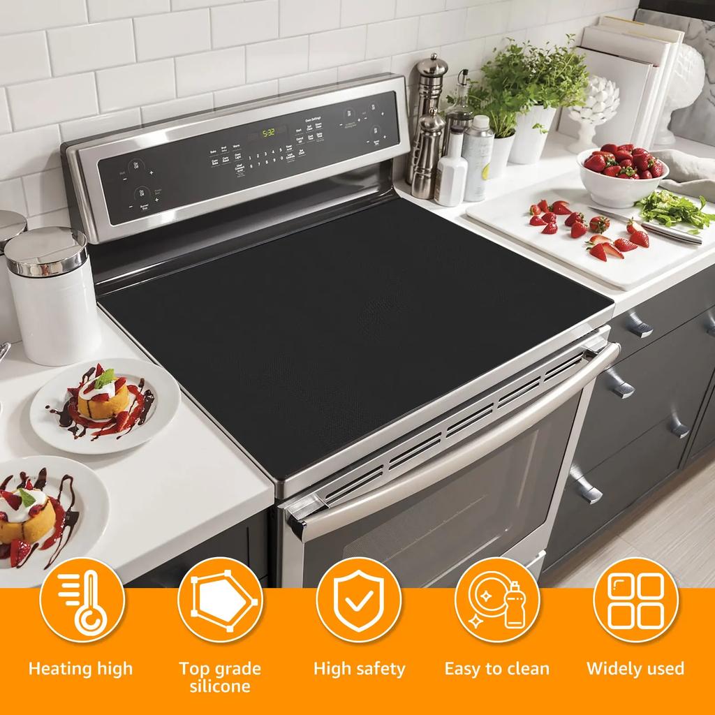 Силиконовая крышка для электрической плиты 220°C термостойкая, стеклянная защита для плиты, защитные крышки для электрической плиты