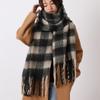 Plush Winter Cashmere Scarves Mohair Long Shawl Elegant Plaid Wool Scarf  Women/Men