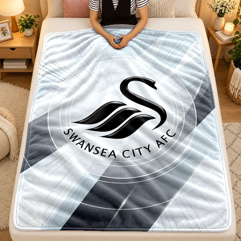Flannel BlanketSwansea City Warm Soft Throw Blanket for Indoor Sofa Bed Living Room Use