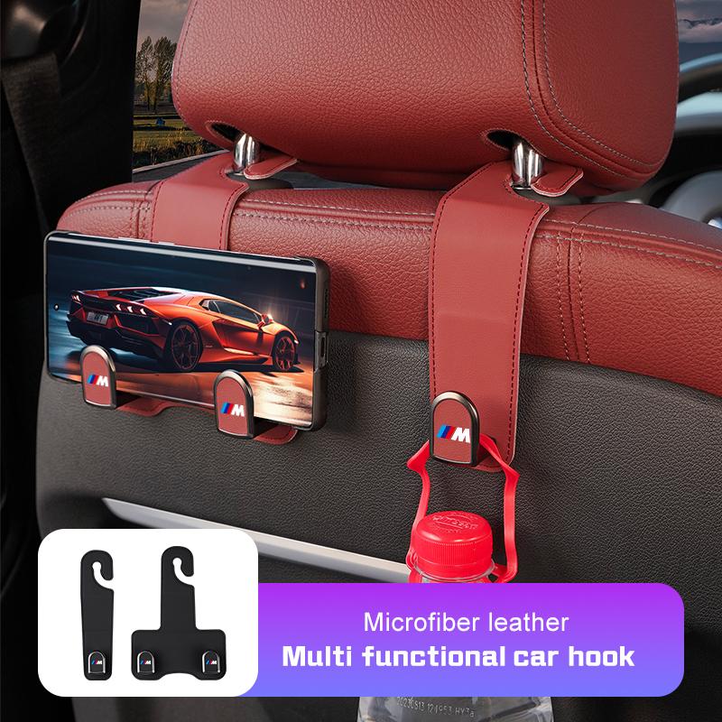 KHQB5 For BMW M M3 M5 M6 E36 E39 E90 E91 E92 E60 E87 F10 F07 F20 F48 IX3 Wheel cap,Leather Car Rear Seat Hook Auto Headrest Dual Hooks