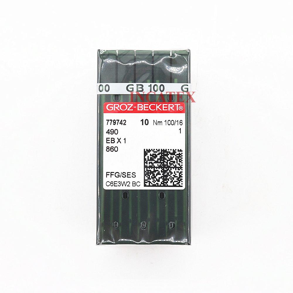 100 шт. Оригинальные швейные иглы Groz Beckert 490 EBX1 860 FFG/SES Nm 90/14 100/16 110/18 120/19 для промышленных швейных машин