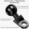 Алюминиевый сплав, основание с шаровым креплением 1" - Совместимо с RAM Mount, Угловой болт-адаптер с отверстием 10 мм для крепления на раму зеркала мотоцикла