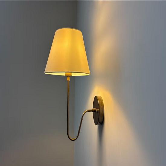 Antique Brass Wall Sconce | 1950s Wall Lamp with Shade | Mid Century Modern Wall Light | Wall Mounted Lighting Fixture