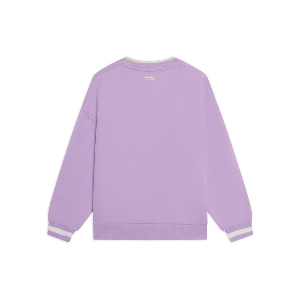 Li-Ning Пуловер с круглым вырезом и цветочным принтом, женские топы, фиолетовый AWDS918-5