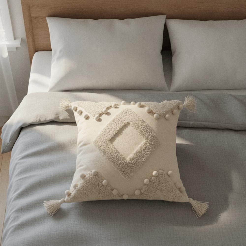 Vintage Tufted Fringed Cushion Cover Rustic Style Pillowslip Elegant Pillowcase Bed