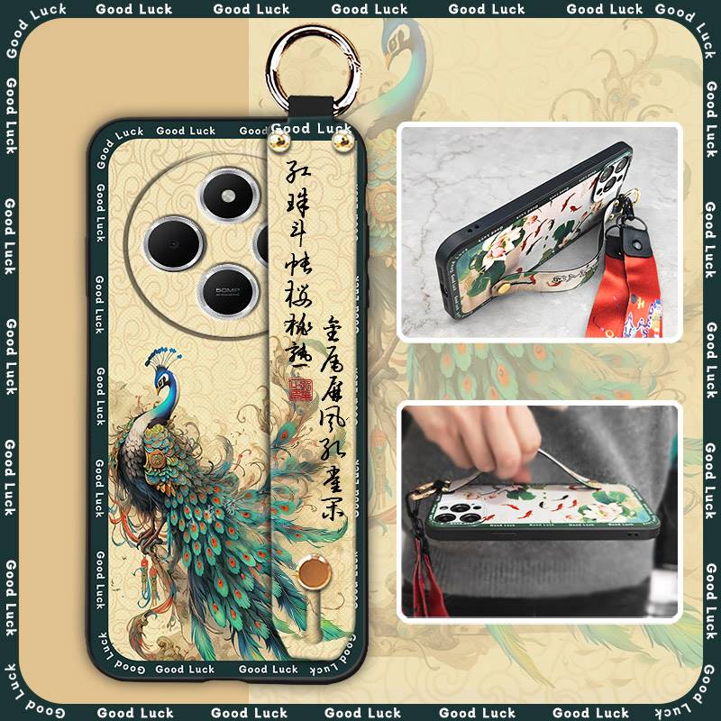 Waterproof Elderly lady Phone Case For Redmi A4 5G For Mom Wrist Strap Silicone Protective Soft case Phone Holder Ring