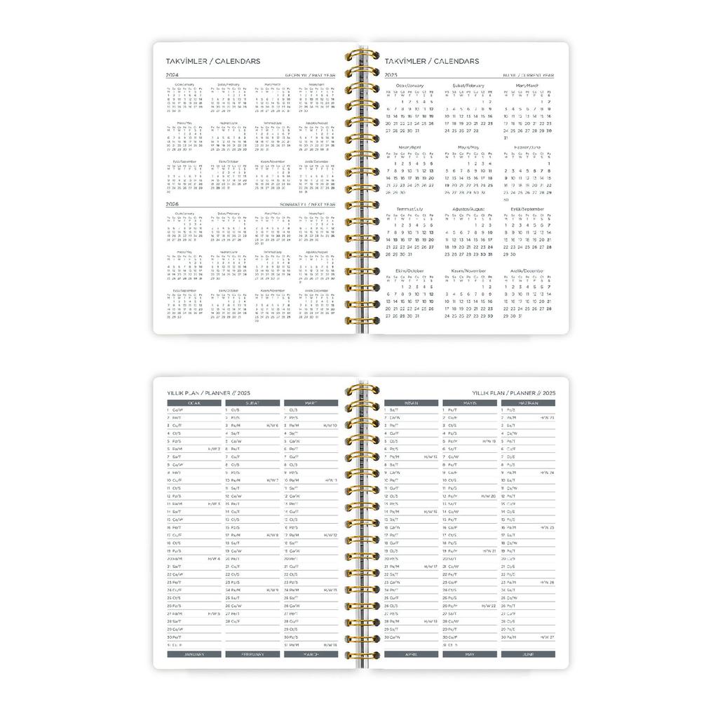 Спиральная твердая обложка Ежедневная повестка дня на 2025 год A5