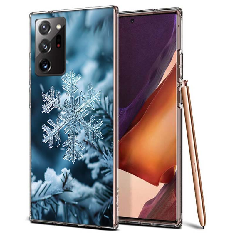 Snowflake Winter White Snow Christmas Phone Case for Samsung A55 A35 A25 A15 A07 A05S A16 A17 A26 A36 A37 A56 A57 Galaxy Note 20