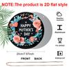 2D Flat, 1pc Vintage Mother's Day Round Aluminum Wall Sign - Pink Roses & Turquoise Floral Wreath with Happy Mother's Day Text, Heart Cutouts