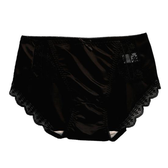 Smooth Satin See-through Lace Stitching Briefs Sexy Bowknot Decor Mid-rise Hip Lifting Breathable Thin Women Panties