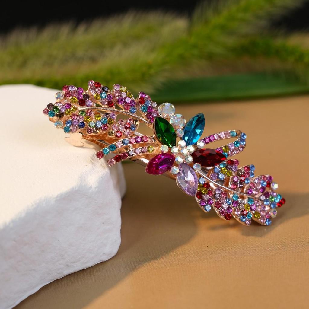 Корейская заколка для волос со стразами: Большая, элегантная, горизонтальная заколка-хвост для взрослых