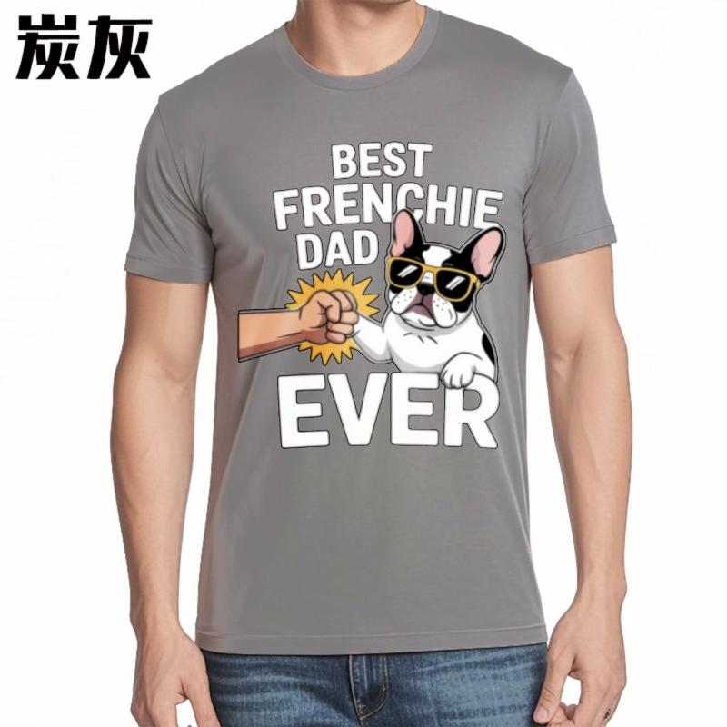 Fashion Tshirt Solid Color For her summer tshirt Streetwear Best Frenchie Dad Ever With Dog And Fist Bump Hiphop For her tops
