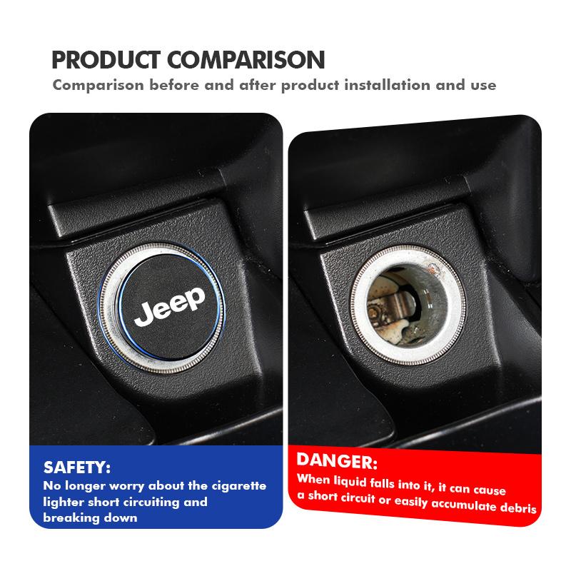 Car Cigarette Lighter Cover Dust Proof Decoration Cap For Jeep Cherokee Wrangler JK Gladiator Compass Renegade Patriot AJZ1
