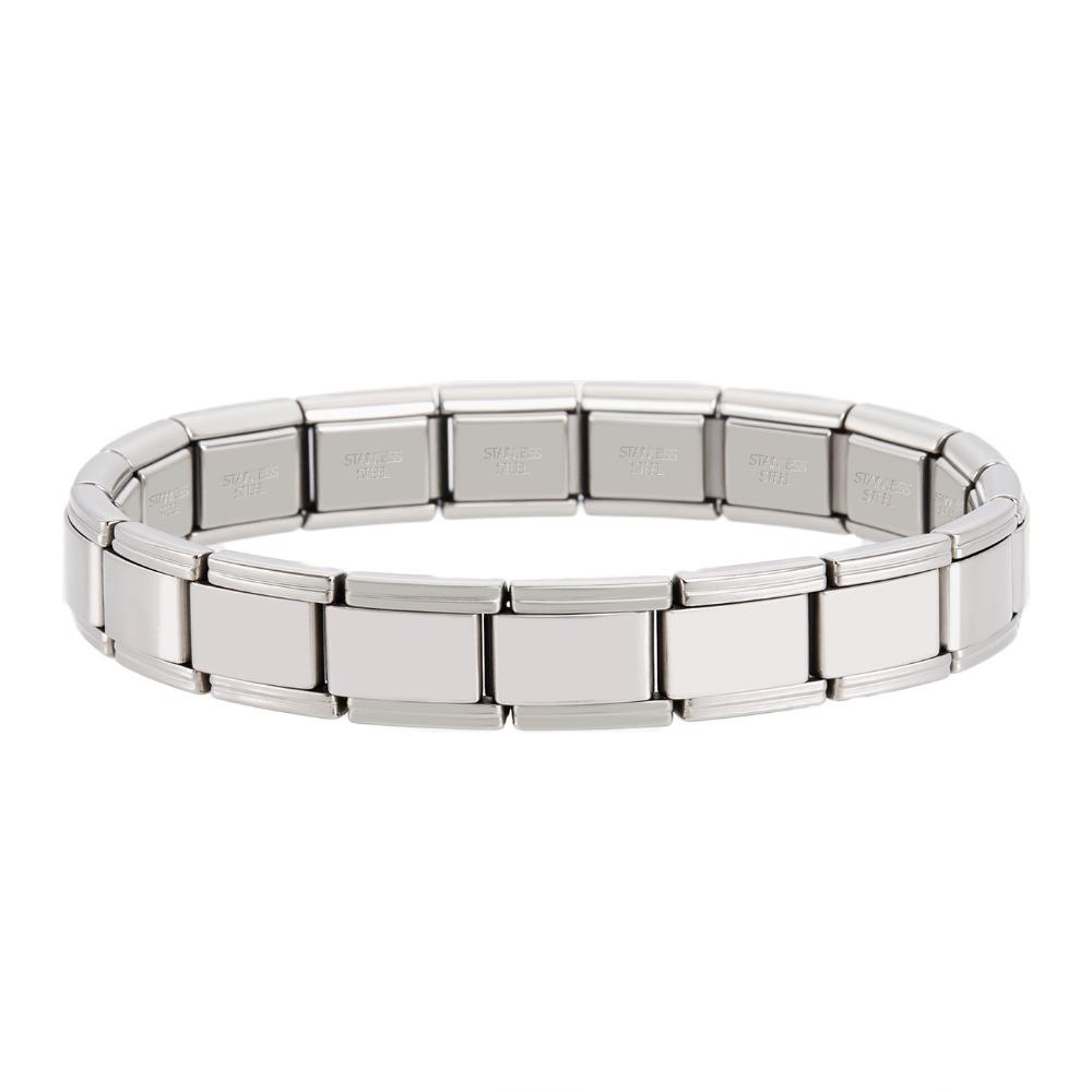 Stretchable Italian Chain Link Bracelet Square 9mm Modular Stainless Steel Bracelet Jewelry Making HipHop Elastic Hand Chain