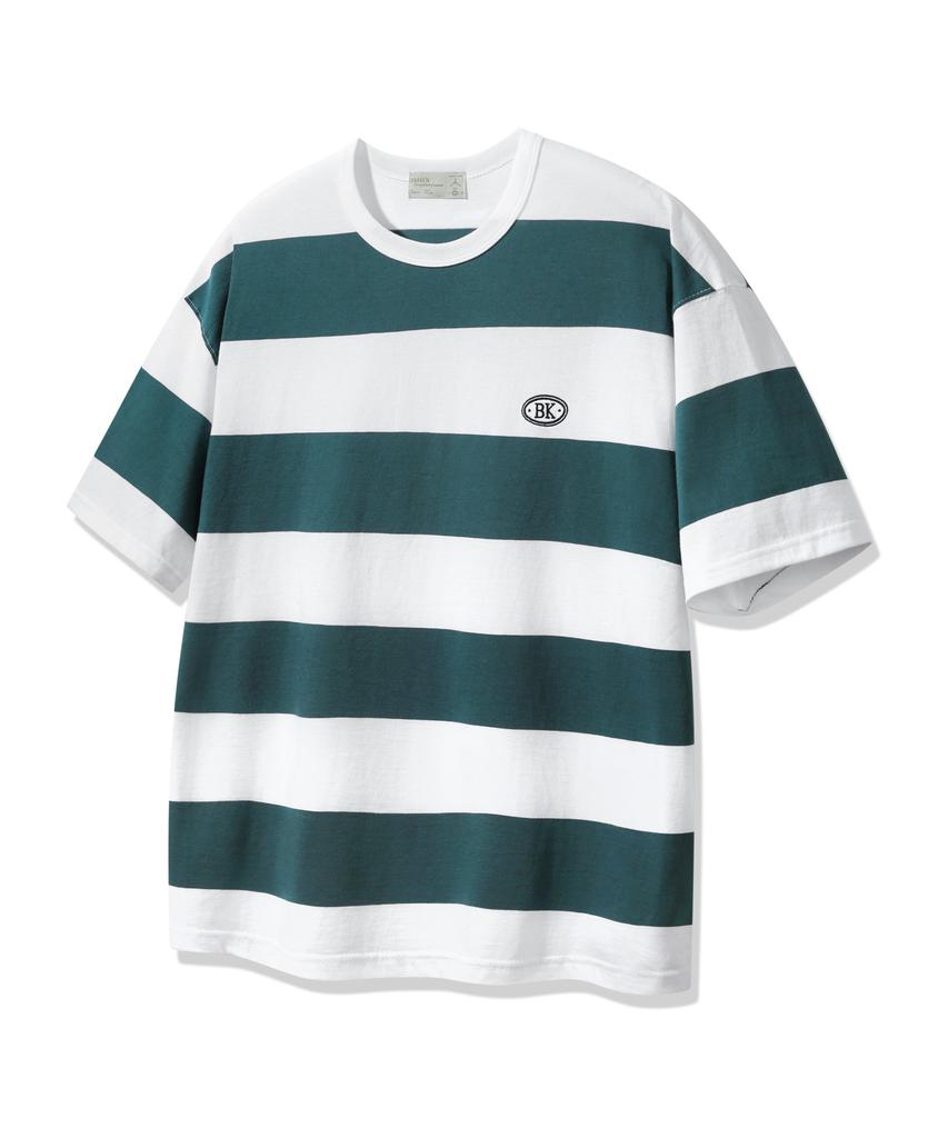 BAKKEN [Women] Striped Embroidered Logo Short Sleeve T-Shirt Bk4214 (5 Colors)