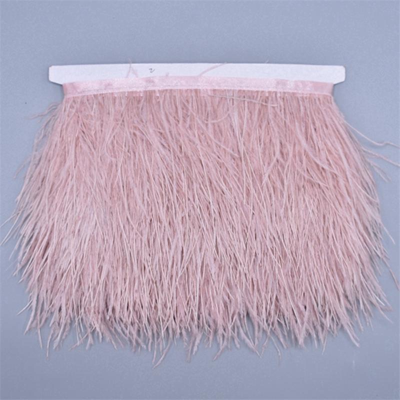 10Meters Colored Ostrich Feathers On Ribbon Trim 8-10Cm Skirt Fringe On Tape Ostrich Feather Trims Sewing Trimmings Decoration