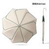 Creative 8 Bone Long Handle Petal Umbrella Color Scheme Leather Curved Handle Vinyl Fabric Fashion Sunscreen Candy Color Weather and Rain